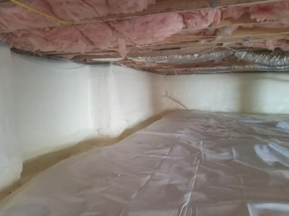 Crawl space encapsulation with closed-cell spray foam for Attic Insulation in Meredith